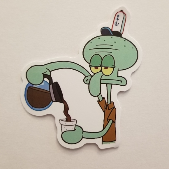 10/$10 Squidward Pouring Coffee Sticker